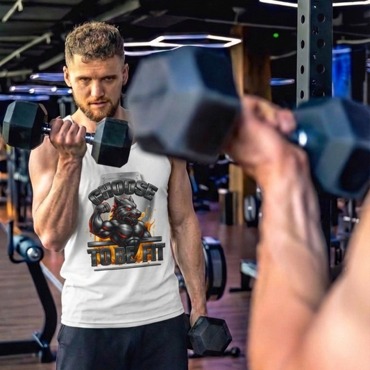 Choose to be Fit T Shirt Gym Dumbells Mirror