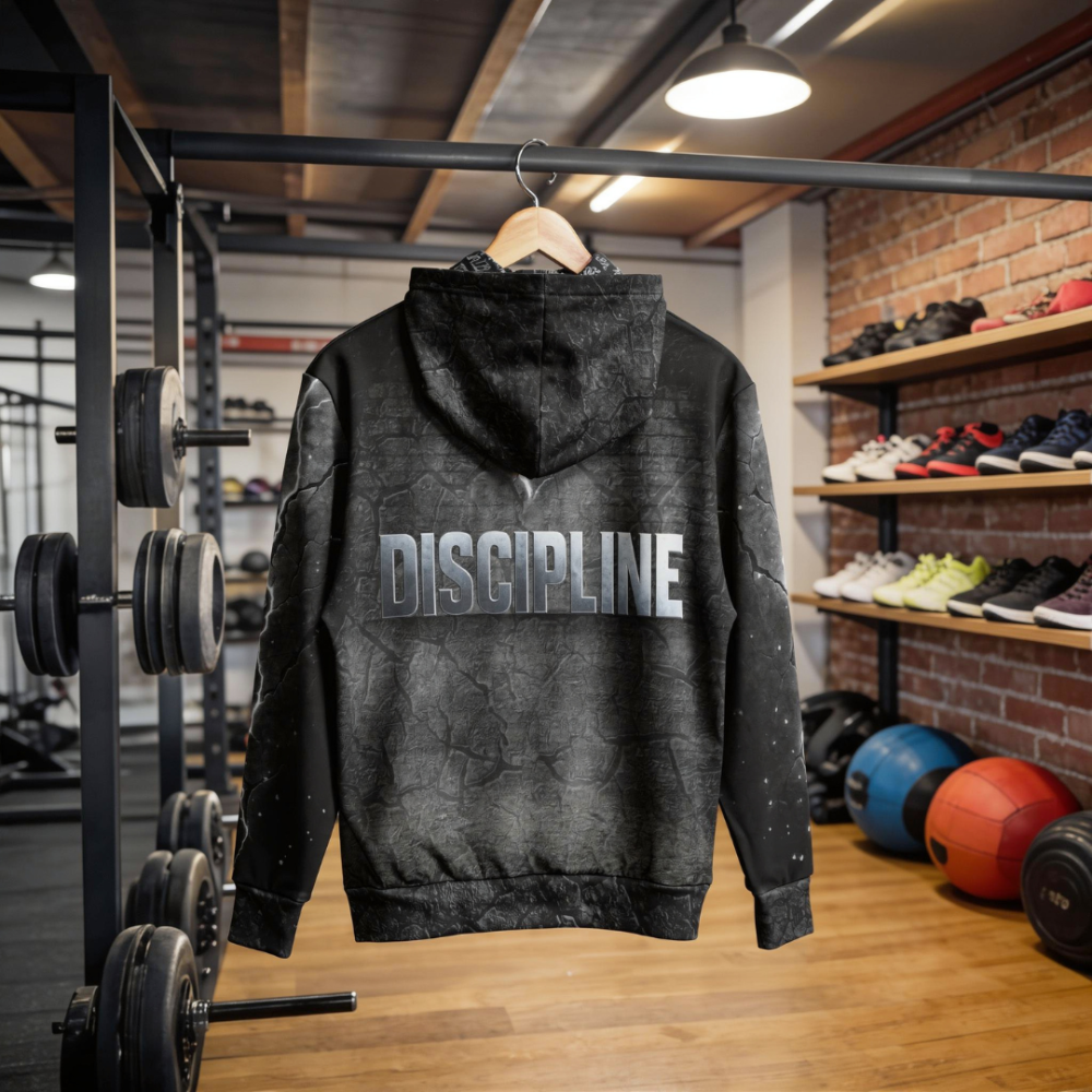 Wolf Discipline bodybuilding gym hoodie Back 