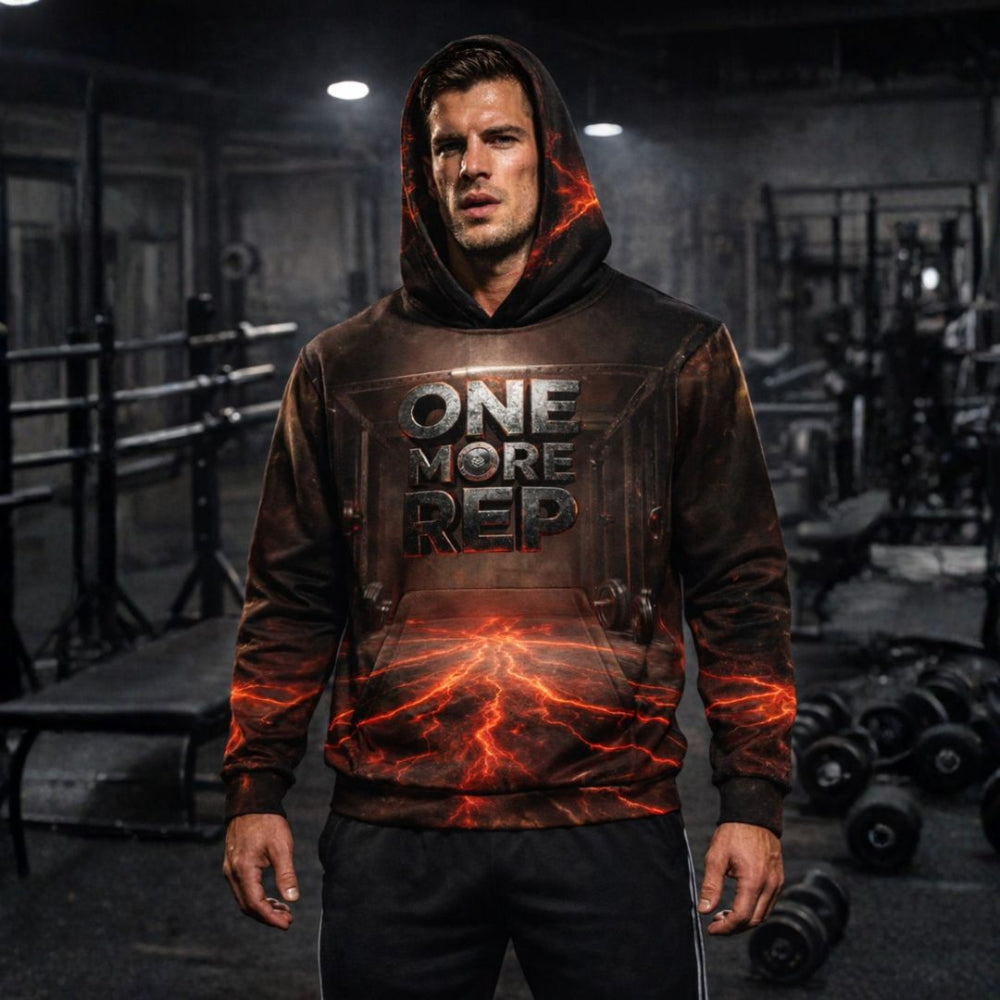 One More Rep OS Hoodie Front Gym Black