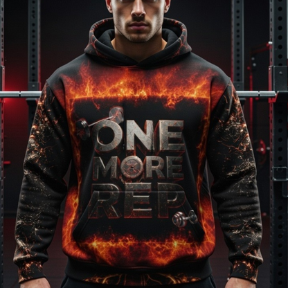 One More Rep OS Hoodie Front Gym Rack Red