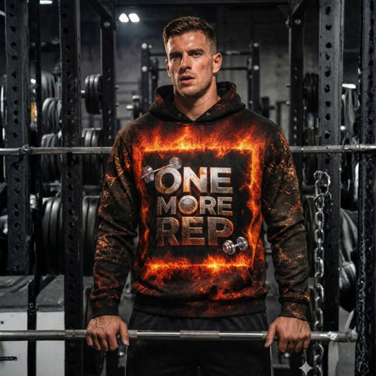 One More Rep OS Hoodie Gym Scene