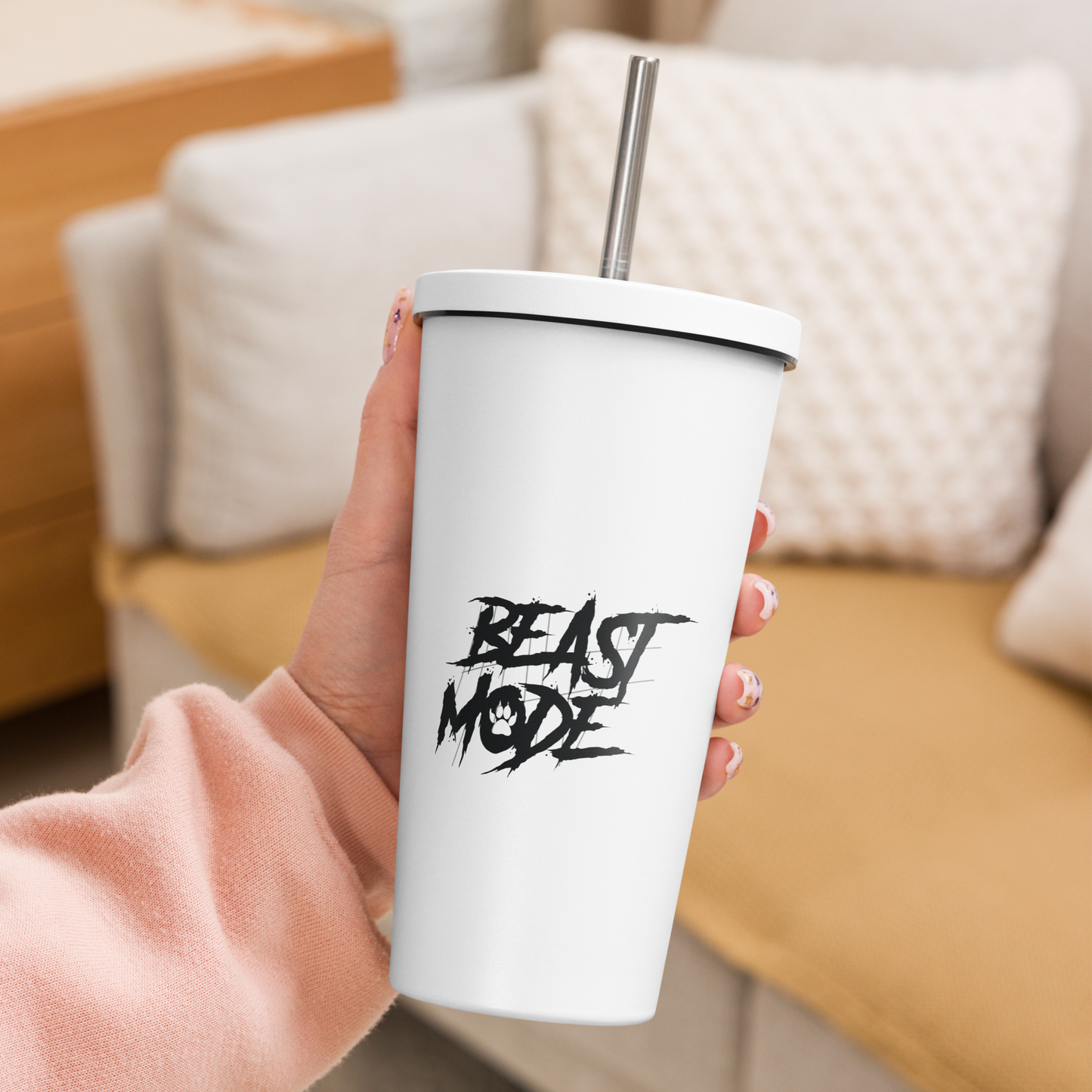 Insulated tumbler with a straw | Beast Mode